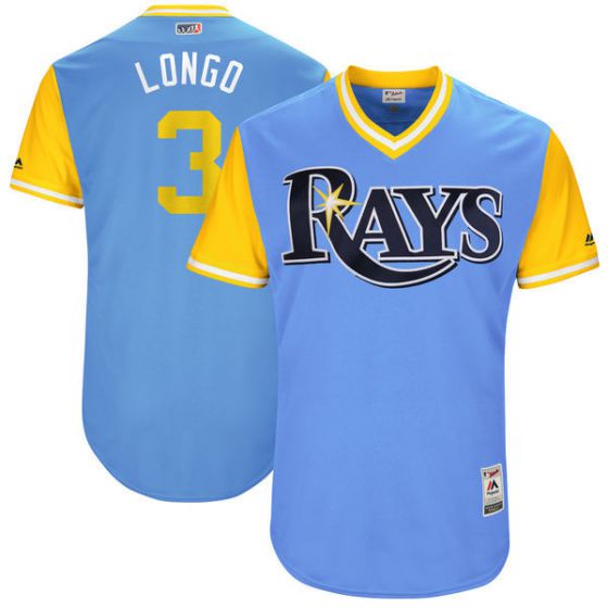 Men Tampa Bay Rays #3 Longo Light Blue New Rush Limited MLB Jerseys->tampa bay rays->MLB Jersey